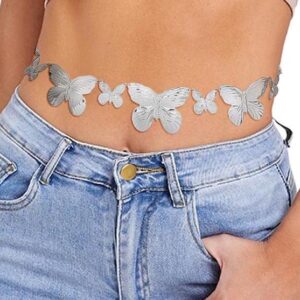 Formery Sexy Crystal Body Chain Shiny Rhinestone Butterflies Waist Chain Beach Daily Party Belly Chains Accessories for Women