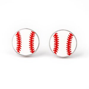 Baseball Earrings Softball Earrings Studs Player Sports Fan Jewelry White