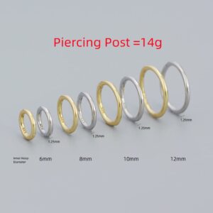 Minimalist Endless Small Hoop Earrings 925 Sterling Silver for Women Hypoallergenic 14g Tiny Cartilage Huggie Hoops Helix Septum Nose Rings Daith Tragus Fashion Polished Body Piercing Jewelry (Silver 8mm)