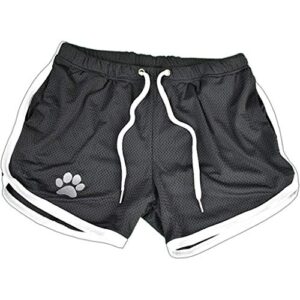 Workout Shorts Men's Funny Dog Paw Print Gym Sports Running Shorts Breathing Athletic Gym Mesh Shorts Jogging Short Black