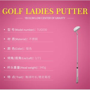 Golf Putter Right Handed Stainless Steel Golf Club Putters Golf Training Chipping Club Head for Women with Golf Headcover