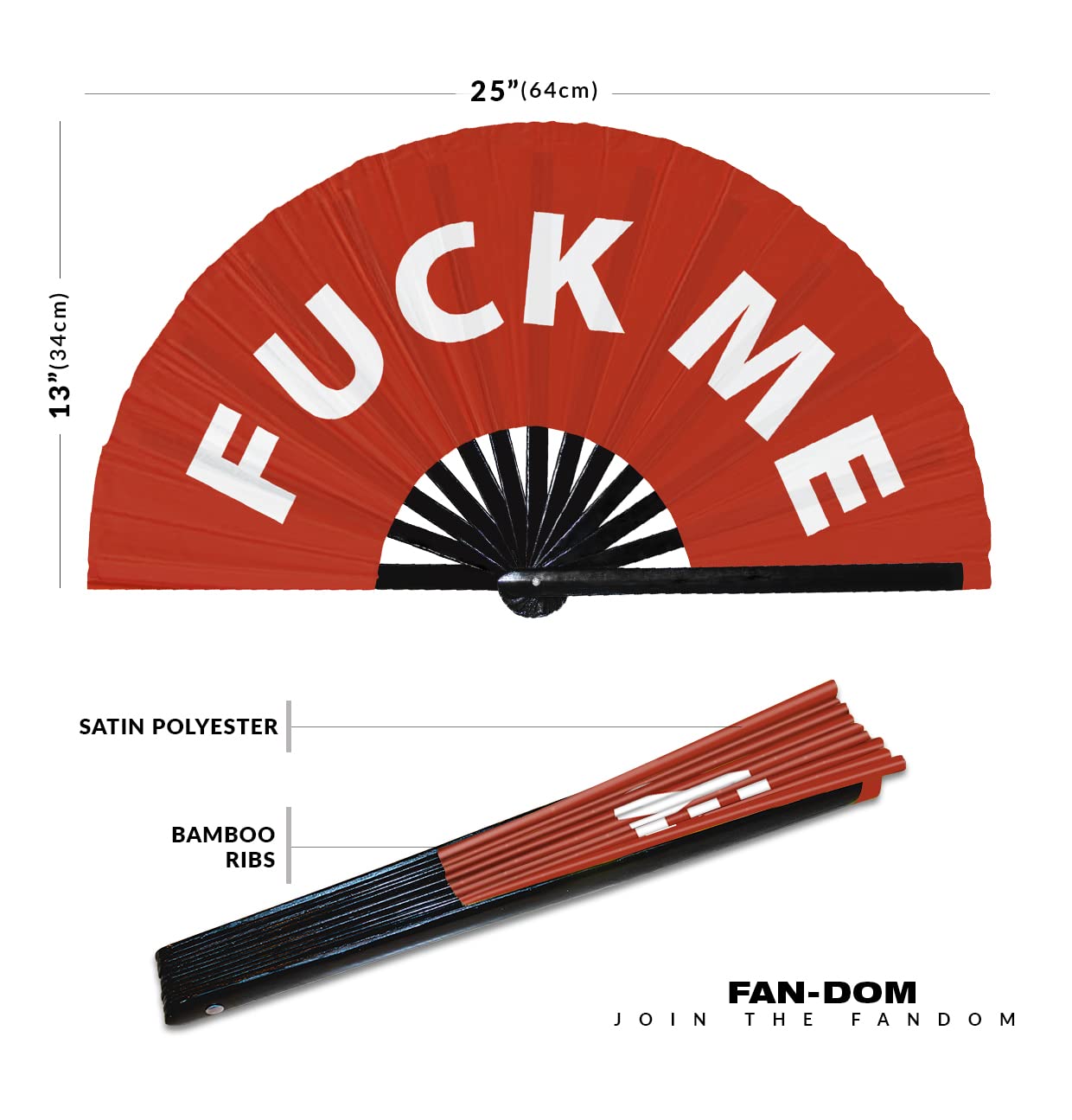 Fuck Me Hand Fan Foldable Bamboo Circuit Hand Fan Funny Gag Curse Words Expressions Statement Gifts Festival Accessories Rave Handheld Circuit Event Fan Clack Fans (Red)