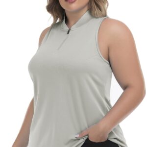 SPOSULEI Womens Golf Apparel Summer Golf Shirts Dry Fit Lightweight SPF 50+ Moisture Wicking Sleeveless Tennis Tshirts Grey