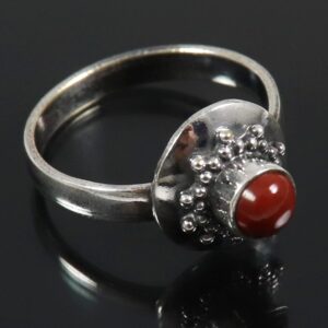 Red Jasper Gemstone Silver Band Ring for Women Solid 925 Sterling Silver Ring Handmade by Goyal Exports SRG347B (US-3)