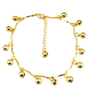 Rosary Bracelet Barefoot Bells Women Foot Bracelet Ankle Jewelry Beach Sandal Anklet - Ankle Bracelets for Women Teen Girls Jewelry Gifts (Gold, One Size)