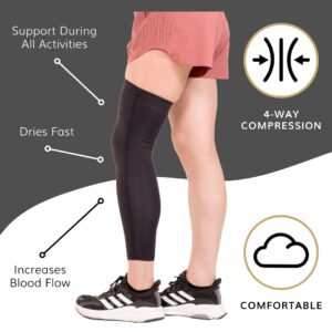 BraceAbility Full Leg Compression Sleeve - Men and Women's Recovery Wrap for Muscle Spasms, Calf Injury, Runner's Knee, Tendonitis, Pulled Hamstring, Shin Splints, Thigh and Joint Pain (Large)