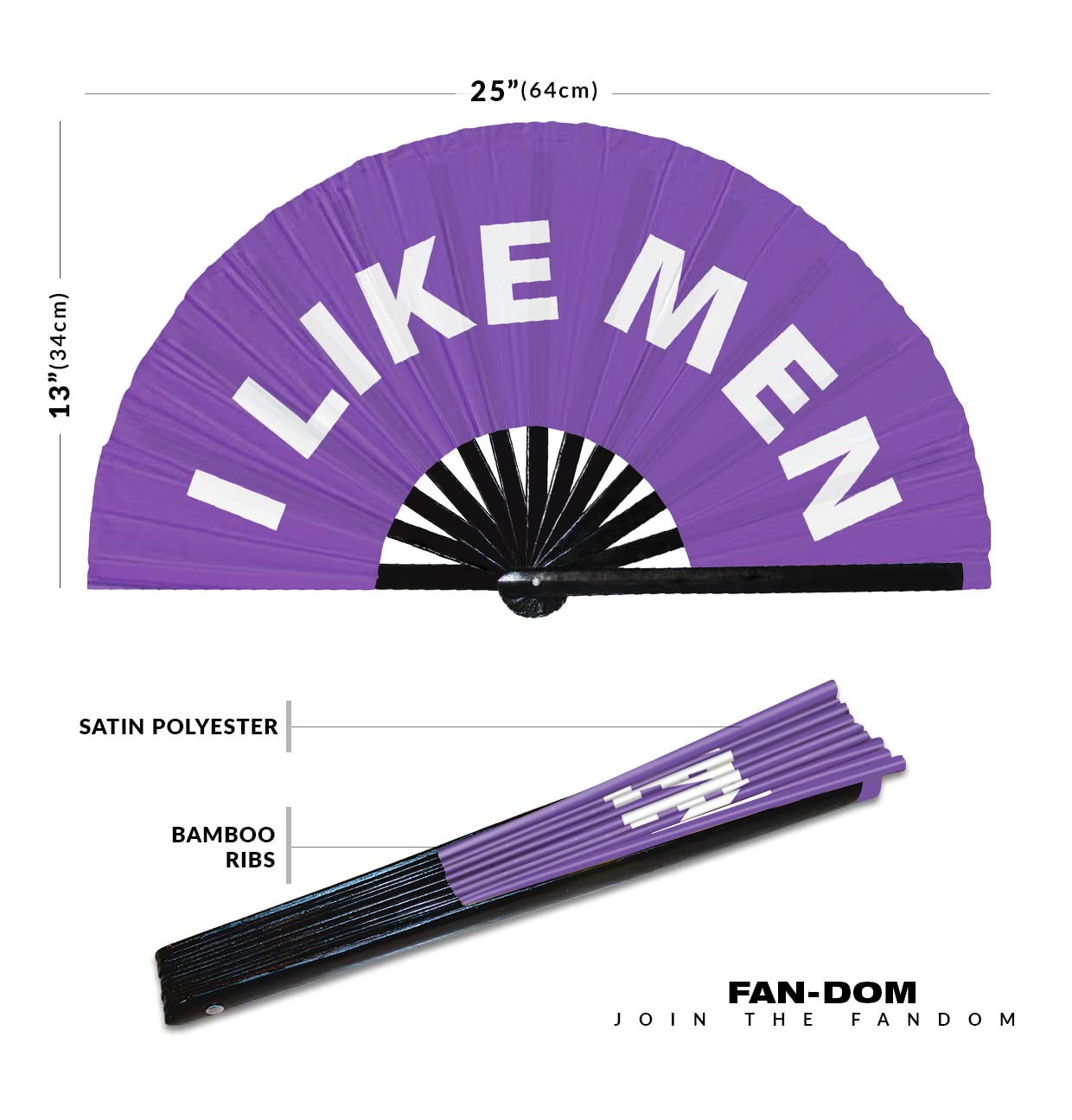 I Like Men Hand Fan Foldable Bamboo Circuit Hand Fan Funny Gag Curse Words Expressions Statement Gifts Festival Accessories Rave Handheld Circuit Event Fan Clack Fans (Purple)