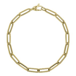 10k yellow gold 4.2mm dainty paperclip bracelet with lobster clasp