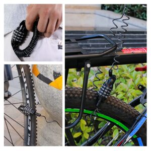 4-Digit Resettable Security Bicycle Lock Chain Bike Lock Cable Bicycle Accessories for E-Bike Mountain Bike Outdoor Ski Gate Accessories