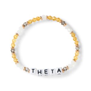 sorority shop kappa alpha theta bracelet — glass bead bracelet with kat name beads and 18k gold accent beads, greek sorority jewelry for big little sorority gifts