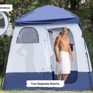 Double Shower & Changing Tent Privacy Beach & Camping Portable Pop Up Spray Tan & Toilet Shelter