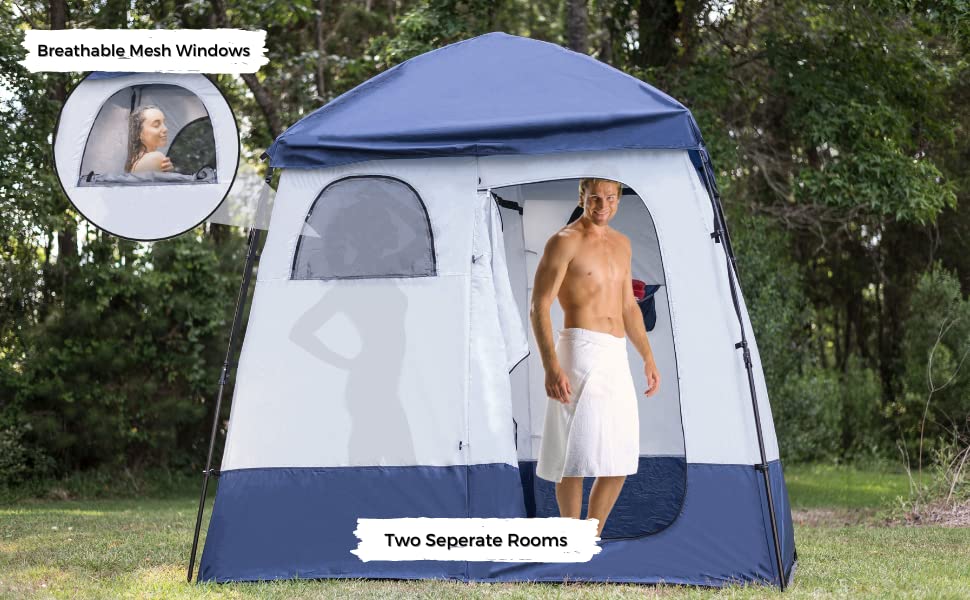 Double Shower & Changing Tent Privacy Beach & Camping Portable Pop Up Spray Tan & Toilet Shelter