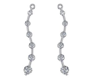 central diamond center earring jacket in sterling silver made with pure brilliance zirconia - platinum plated