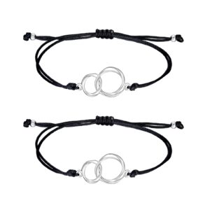 QMEXINS Interlocking Circle Couple Bracelets Set to My Lover Boyfriend Girlfriend Anniversary Birthday Gifts for Him and Her