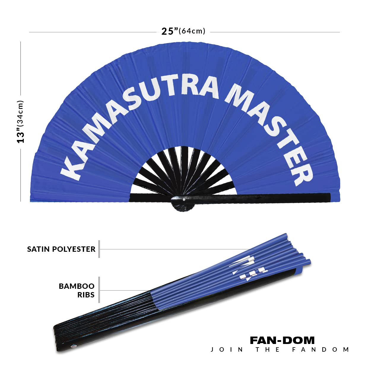 Kamasutra Master Hand Fan Foldable Bamboo Circuit Hand Fan Funny Gag Curse Words Expressions Statement Gifts Festival Accessories Rave Handheld Circuit Event Fan Clack Fans (Blue)