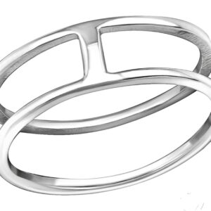 SAE99 .925 Sterling-Silver Midi Ring, Mid Finger Ring (Double line)