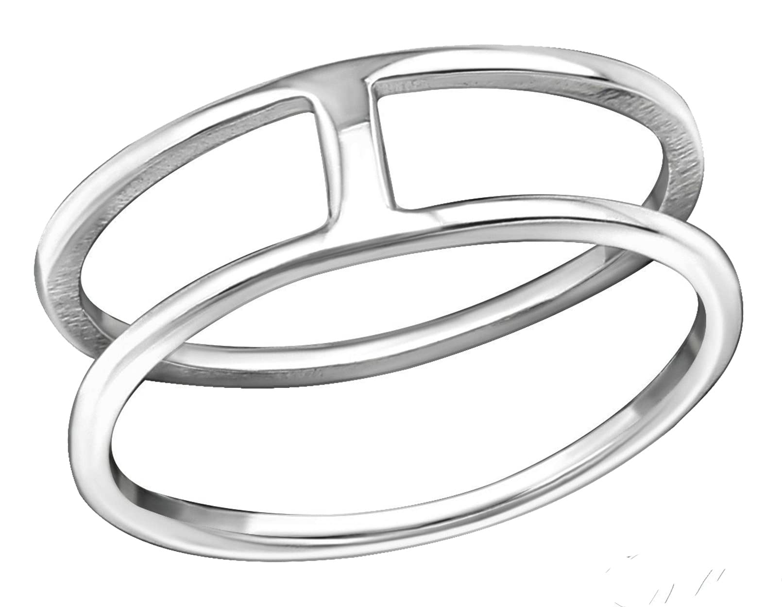 SAE99 .925 Sterling-Silver Midi Ring, Mid Finger Ring (Double line)