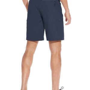 TACVASEN Mens Hiking Cargo Shorts Quick Dry Stretch Golf Shorts 10 Inch Inseam with Zipper Pockets for Outdoor Fishing Navy