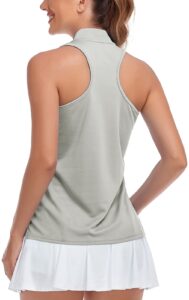 sposulei womens golf apparel summer golf shirts dry fit lightweight spf 50+ moisture wicking sleeveless tennis tshirts grey