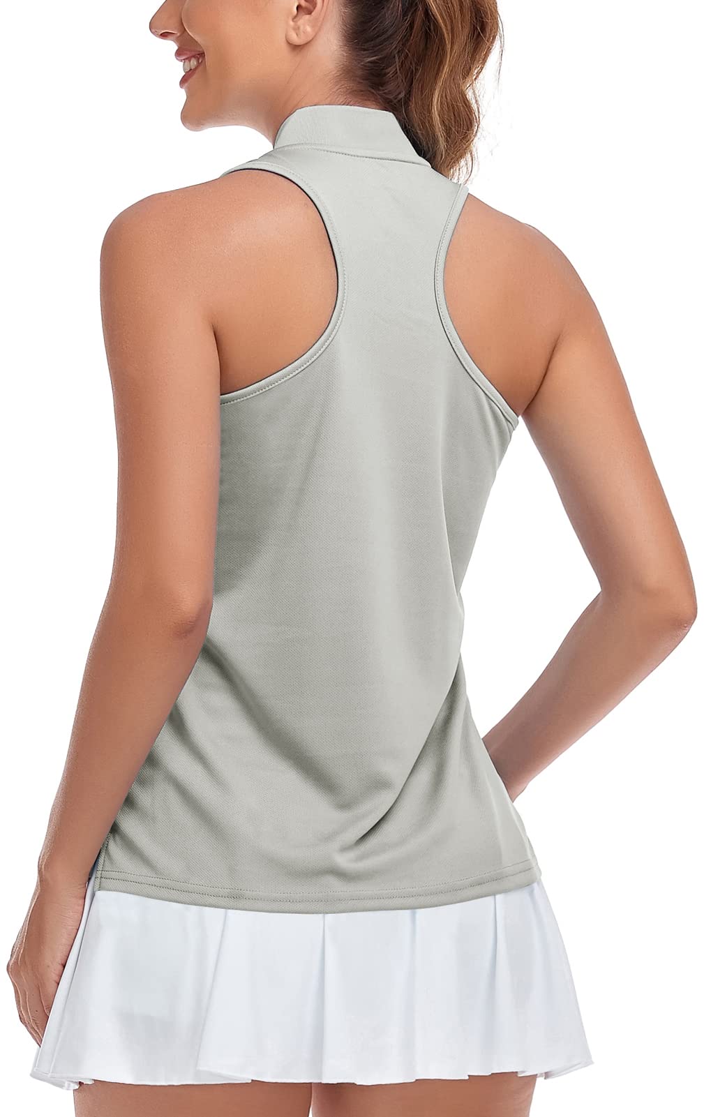 SPOSULEI Womens Golf Apparel Summer Golf Shirts Dry Fit Lightweight SPF 50+ Moisture Wicking Sleeveless Tennis Tshirts Grey