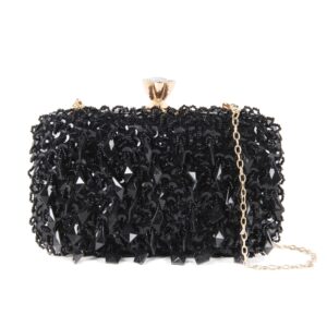 FUKZTE Women Clutch Banquet Evening Crossbody Handbag Glitter Clutch Purse Women's Evening Handbags,Black