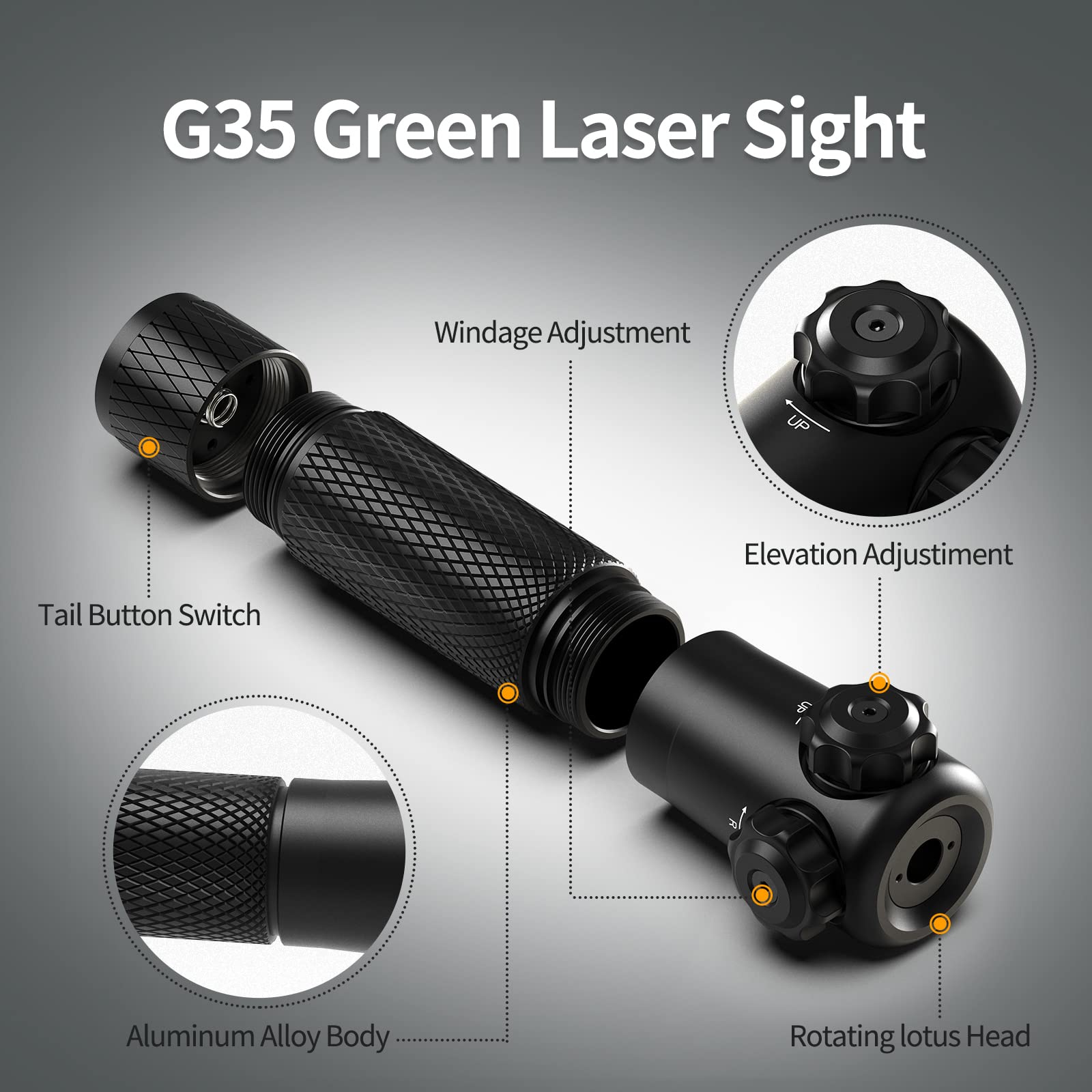 GL35 Green Laser Sight Green Dot Rifle Scope with 20mm Picatinny Mount and Pressure Switch Included