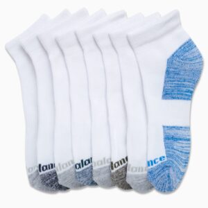 New Balance Boys' Quarter Socks - 8 Pack Performance Cushion Comfort Socks - Athletic Quarter Socks for Boys (4-12), Size Large, All White