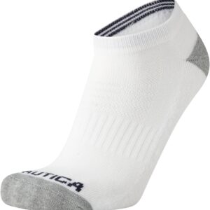 Nautica Men's Low Cut Socks - 8 Pack Comfort Cushioned Athletic Ankle Socks for Men - Casual Men's Sports Socks, Size 6-12.5, White Stripe