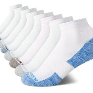 New Balance Boys' Quarter Socks - 8 Pack Performance Cushion Comfort Socks - Athletic Quarter Socks for Boys (4-12), Size Large, All White