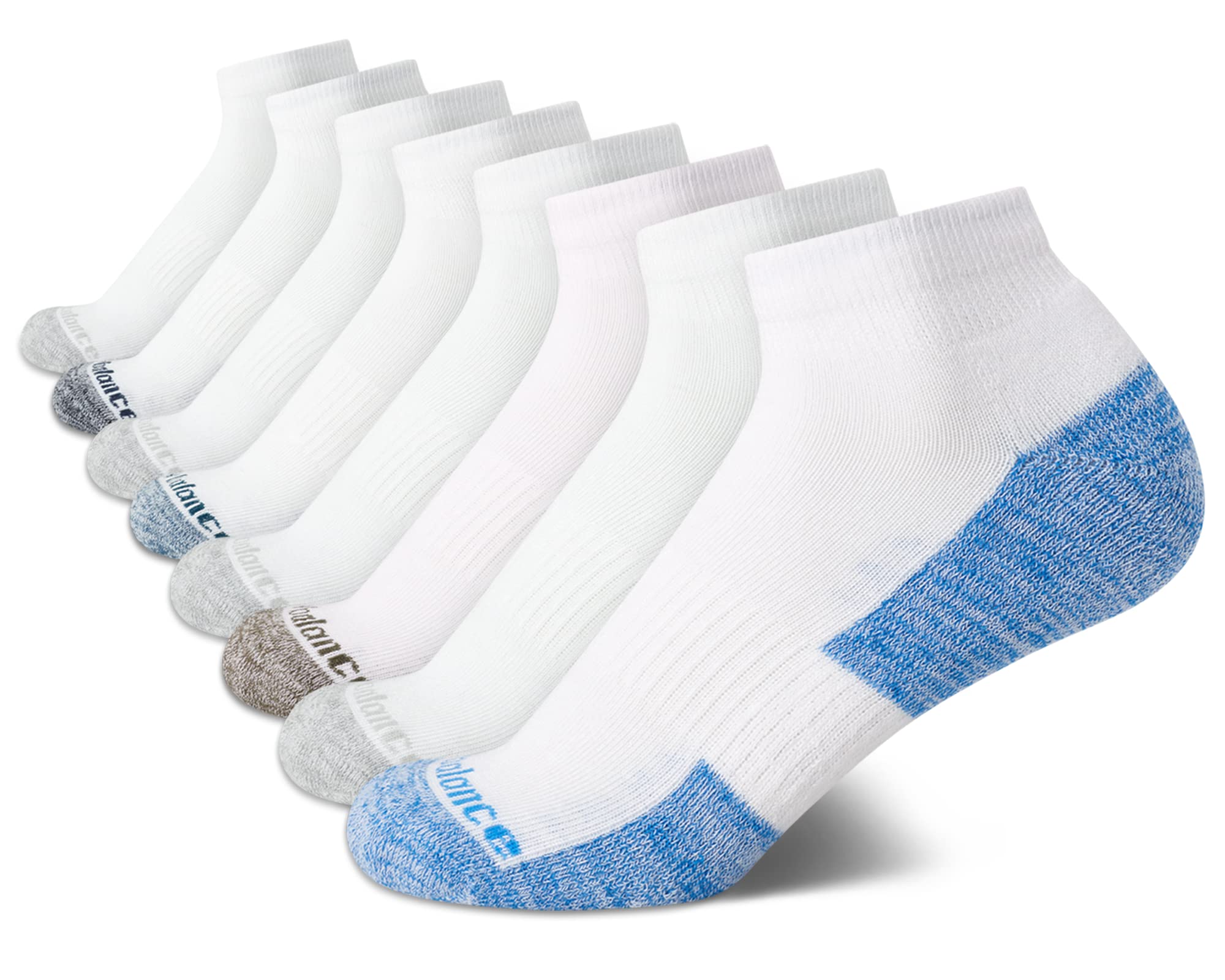 New Balance Boys' Quarter Socks - 8 Pack Performance Cushion Comfort Socks - Athletic Quarter Socks for Boys (4-12), Size Large, All White