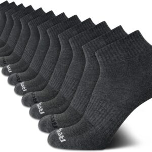 Reebok Men's Quarter Socks - 12 Pack Performance Cushion Comfort Socks - Breathable Athletic Ankle Socks for Men (6-12.5), Size 6-12.5, All Grey