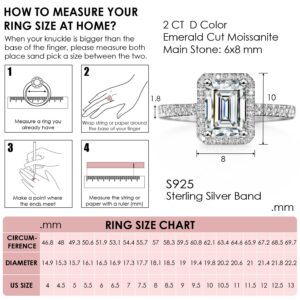 Michooyel 2ct Emerald Cut Moissanite Engagement Ring for Women D color Moissanite VVS1 Halo Sterling Silver Women Rings