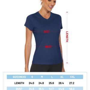 TACVASEN Workout Shirts for Women Athletic Shirts UV Protection Shirts Hiking T-Shirt Dry Fit Shirts Womens Sun Shirts Navy