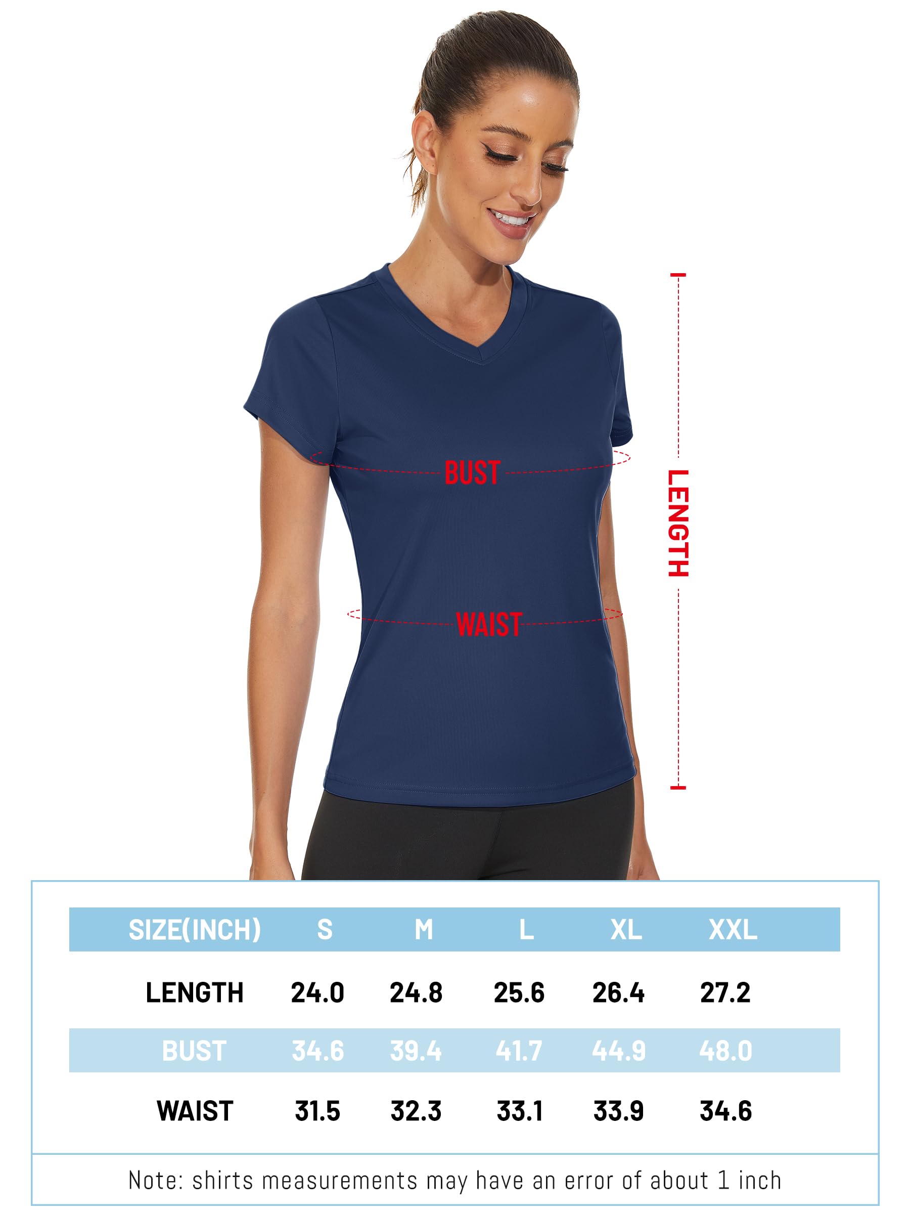 TACVASEN Workout Shirts for Women Athletic Shirts UV Protection Shirts Hiking T-Shirt Dry Fit Shirts Womens Sun Shirts Navy