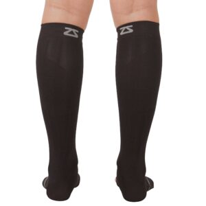 Zensah Ankle/Calf Compression Sleeves- Toeless Socks for Circulation, Swelling for Men and Women (X-Large, Black)