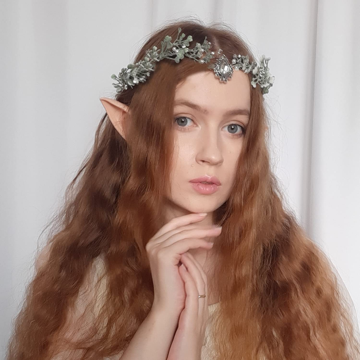 MOSTORY Fairy Flower Crown Women - Elf Headpiece Forest Floral Headband Woodland Circlet for Women Renaissance Halloween Accessory Renfaire Cosplay