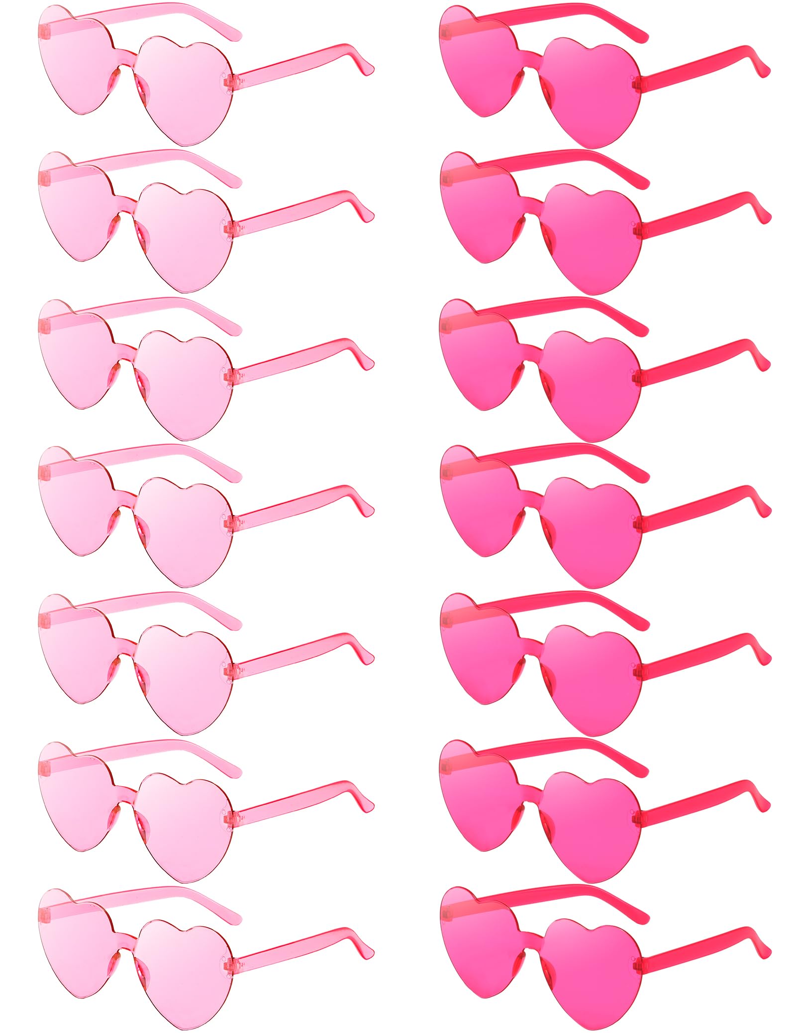 LUCKYCHRIS 14 Pcs Pink&Rose Red Heart Sunglasses for Women Transparent Heart Shaped Sunglasses Bulk Fun Sunglasses Pack for Party Favor