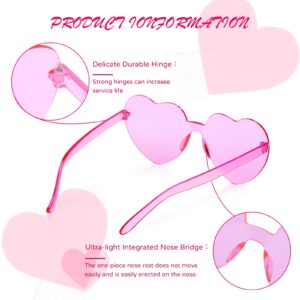 LUCKYCHRIS 14 Pcs Pink&Rose Red Heart Sunglasses for Women Transparent Heart Shaped Sunglasses Bulk Fun Sunglasses Pack for Party Favor