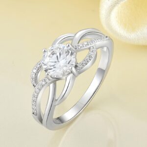 YL Celtic Knot Rings 925 Sterling Silver Twisted Ring Cubic Zirconia Infinity Statement Rings for Women-size8