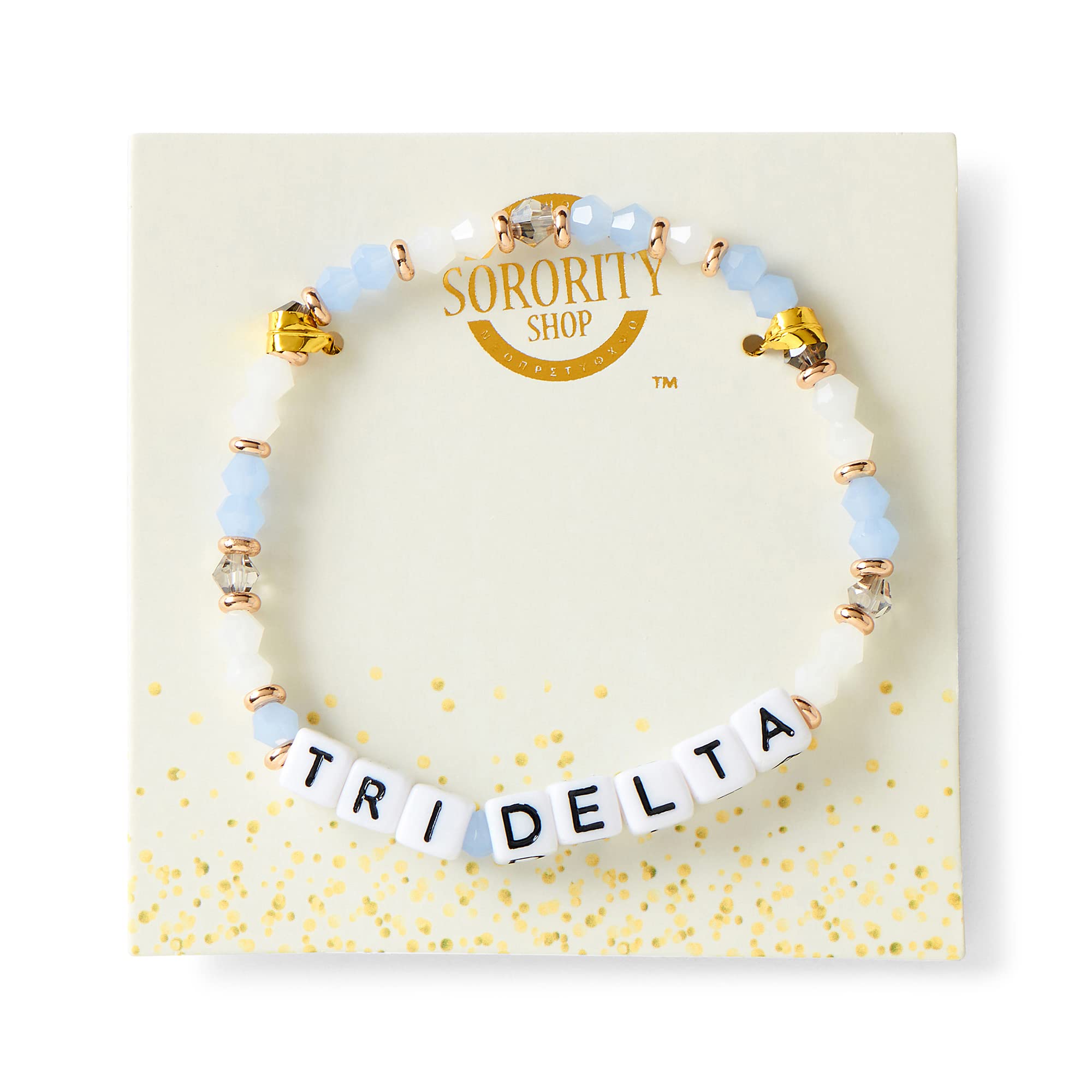 Sorority Shop Glass Bead Bracelet, DDD Name Beads, 18K Gold Accent, Big Little Sorority Gifts, Bracelet