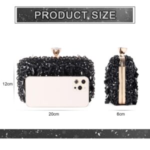 FUKZTE Women Clutch Banquet Evening Crossbody Handbag Glitter Clutch Purse Women's Evening Handbags,Black