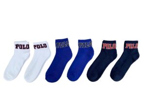 polo ralph lauren men`s cushioned rib cuff quarter socks 6 pack (10-13, white(zp824425pkn-whast)/b_n)