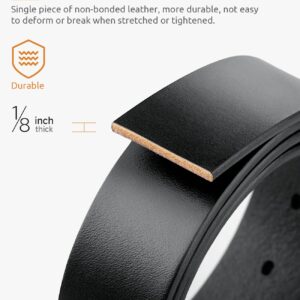 Buffway Mens Belt Full Grain Genuine Leather Belts for Men Casual Jeans or Dress with Gift Box 1 3/8”Wide Size 38” - Black