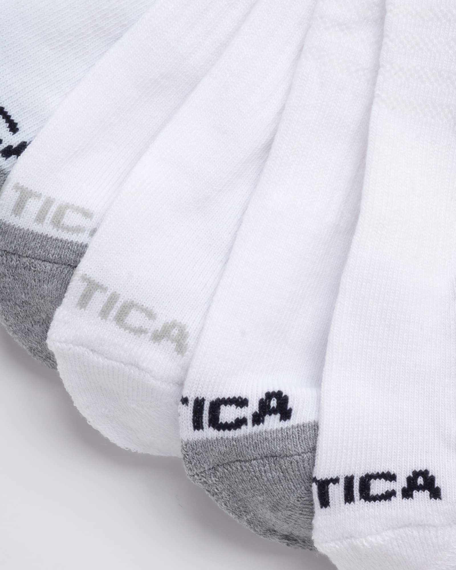 Nautica Men's Low Cut Socks - 8 Pack Comfort Cushioned Athletic Ankle Socks for Men - Casual Men's Sports Socks, Size 6-12.5, White Stripe