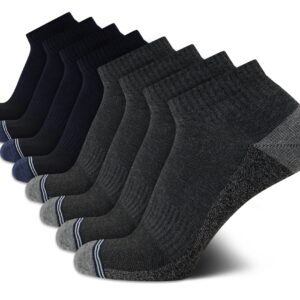 Nautica Men's Quarter Socks - 8 Pack Comfort Cushioned Athletic Ankle Socks for Men - Casual Men's Sports Socks, Size 6-12.5, Grey HeatherNavy