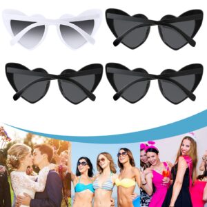 Flutesan 20 Pairs Heart Shaped Sunglasses Vintage Heart Glasses Women Bachelorette Sunglasses for Wedding Party(White, Black with Gray Lenses)