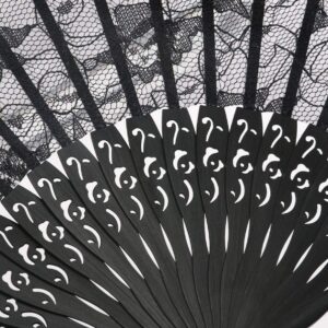 ABOOFAN Lace Folding Hand Fan Black Handmade Folding Fan Japanese Vintage Retro Fabric Fans Bamboo Hand Fan for Women Girls Dress Wedding Party Favor