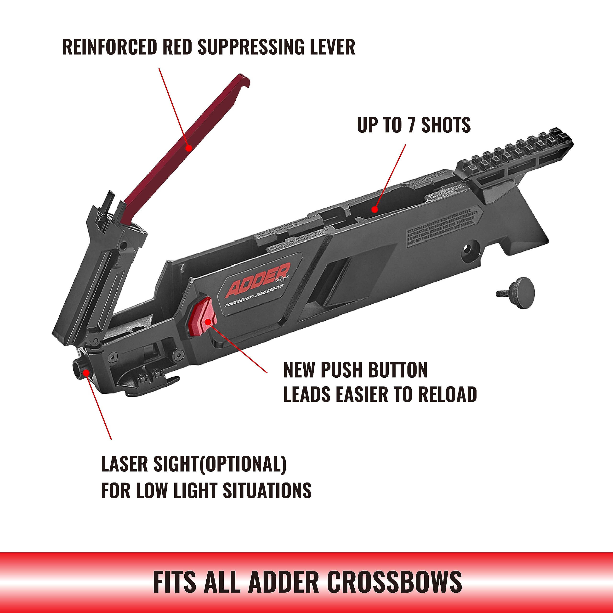 EK Archery ADDER 2.0 Magazine with 7 Bolts - Upgraded 7 Shot Magazine for EK Archery Adder Automatic Crossbow / Cross Bow