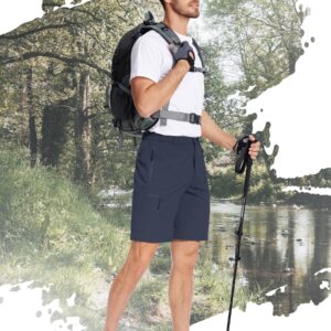 TACVASEN Mens Hiking Cargo Shorts Quick Dry Stretch Golf Shorts 10 Inch Inseam with Zipper Pockets for Outdoor Fishing Navy