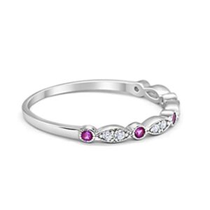 Kaius Jewels 925 Sterling Silver February Birthstone Natural Amethyst Gemstone Half Eternity Band Silver Ring For Women Size Us-7.5